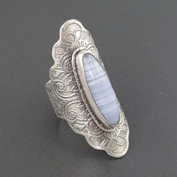 Blue Lace Agate Saddle Ring