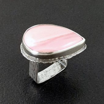 pink opal ring square band Michele Grady