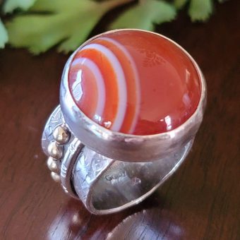 red banded agate wide band ring Michele Grady