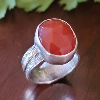 rose cut red agate ring