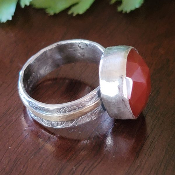 rose cut red agate ring