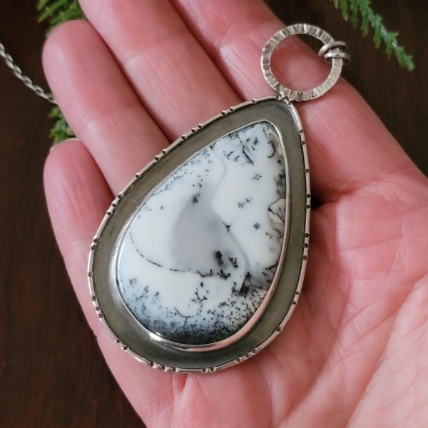 Dendritic opal necklace