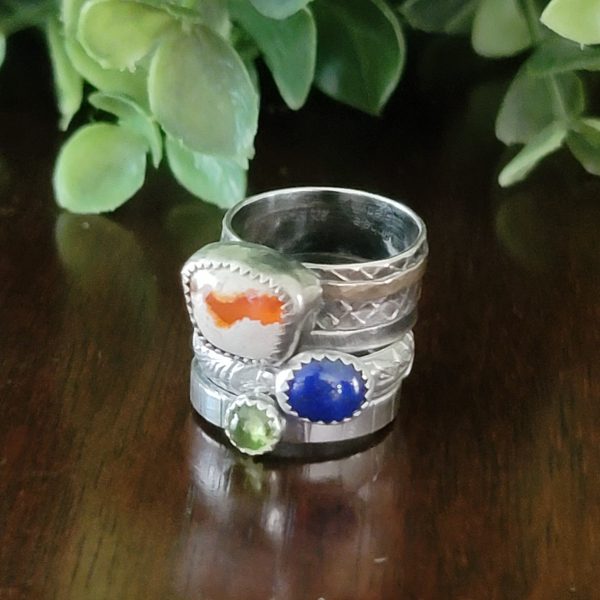 Fire Opal Stacking Rings Size 5
