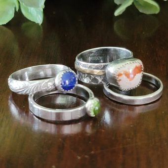 Fire Opal Stacking Rings Size 5